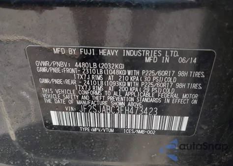 2015 Subaru Forester 2.5I from USA, damaged, VIN JF2SJABC3FH473423